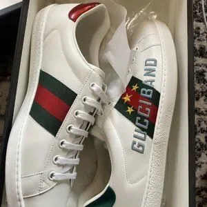Gucci Ace Men\'s Sneakers with Gucci Band Embroidery Size  EU  43 Gucci White Leather Gucci Band Embroidery Ace Sneakers Size  main image 4